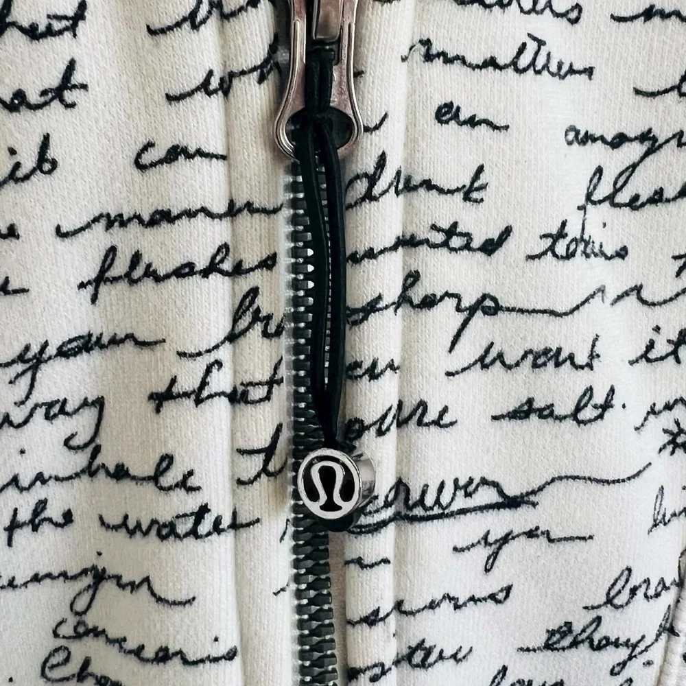 Lululemon Scuba Hoodie II White & Black Manifesto Script Full Zip Jacket - Picture 5 of 9